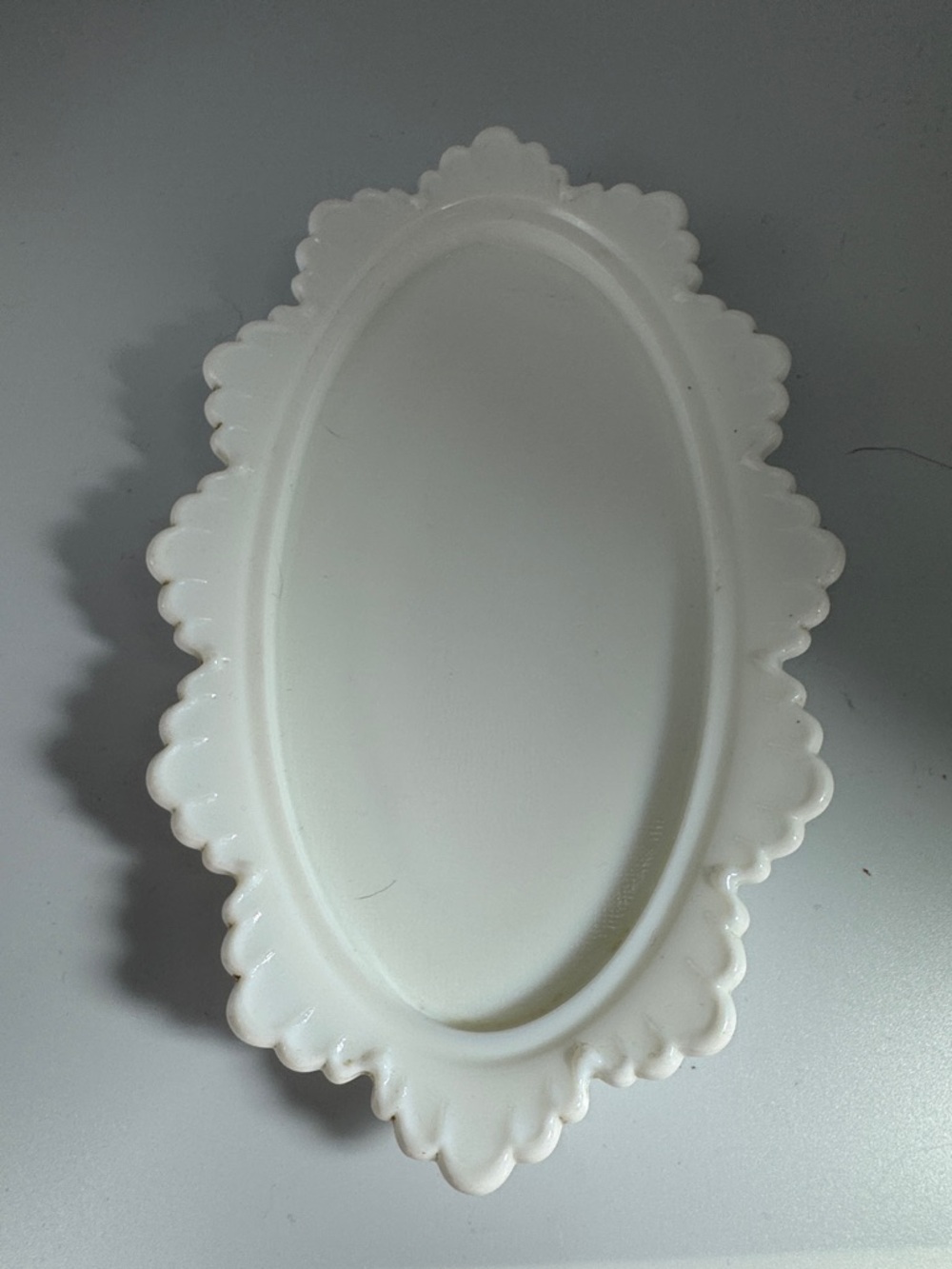 Fenton White Hobnail Covered Butter Dish with Scalloped Edge - Picture 3 of 7